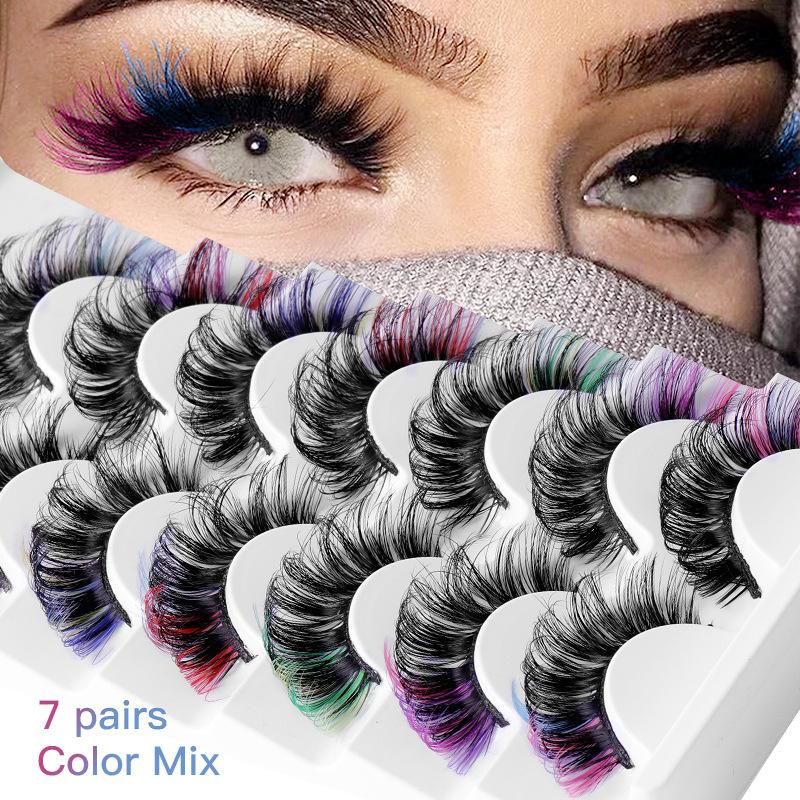 Eyelash Extension Volume - 7 Pasang Bulu Mata Palsu Warna-warni