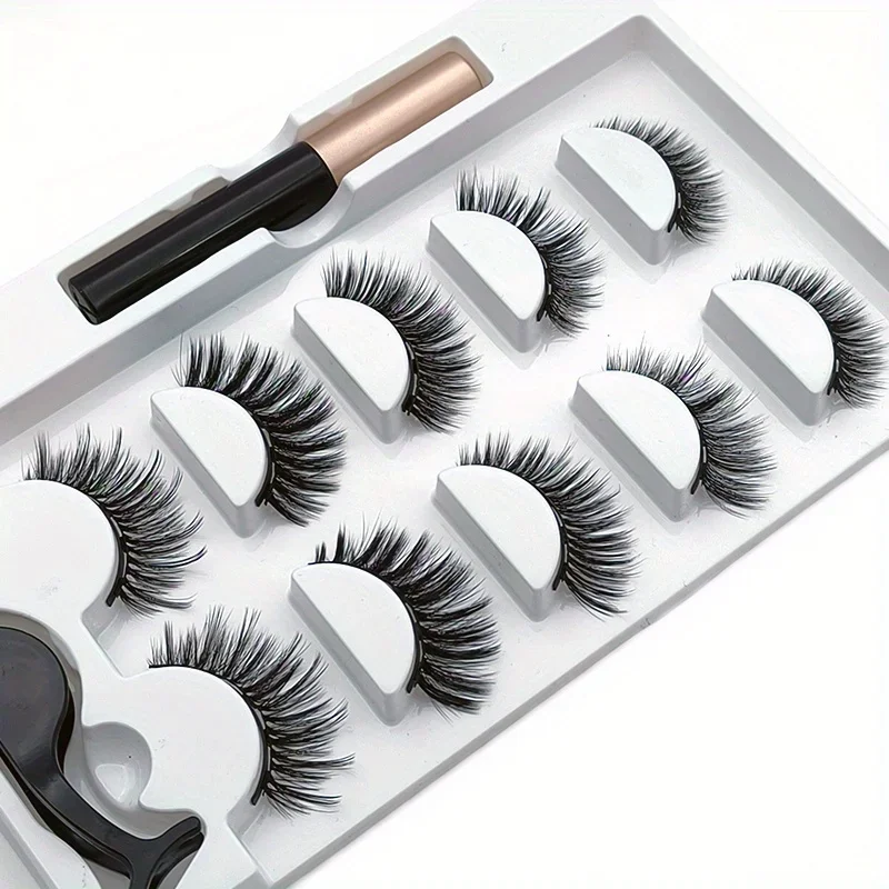 Set bulu mata magnetik, 5 pasa - Eyelash Extension Uv Glue ulasan dan harga