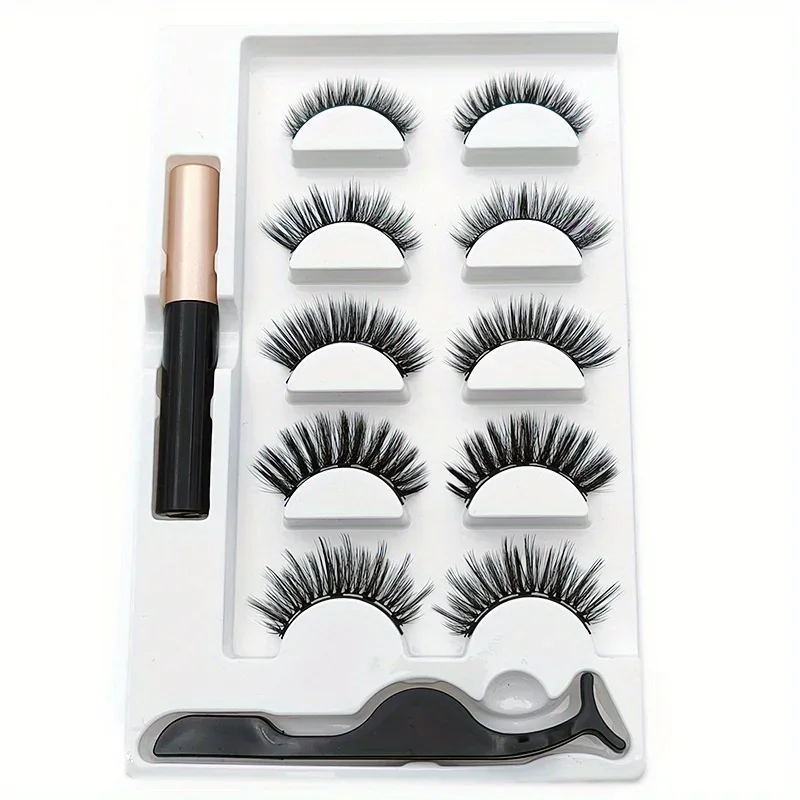 Set bulu mata magnetik, 5 pasa - Eyelash Extension Uv Glue ulasan dan harga