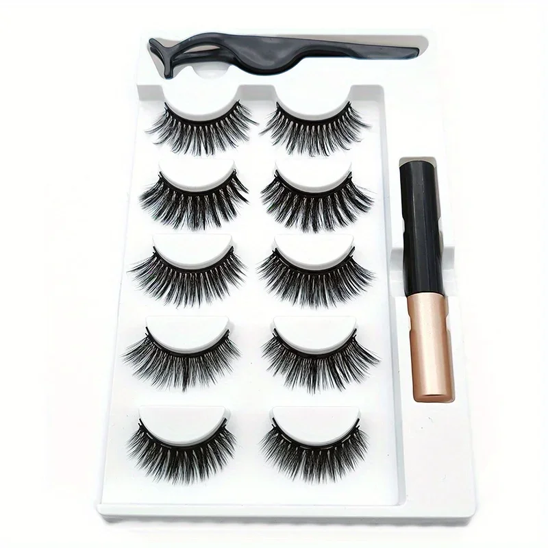 Set bulu mata magnetik, 5 pasa - Eyelash Extension Uv Glue ulasan dan harga